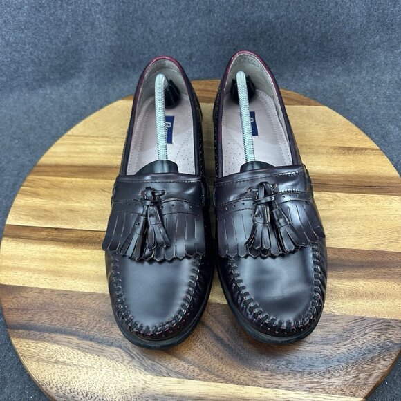 GH Bass & Co Grammer Loafers Dress Shoes Mens Size 12W Wide Burgundy Leather - Picture 4 of 10